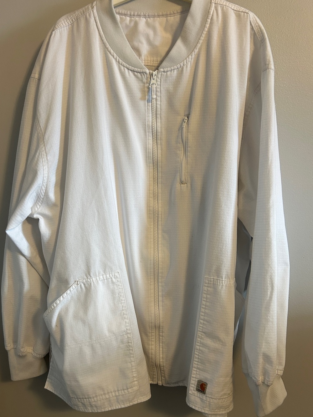 Carhartt Scrub Jacket Ripstop Full Zip Long Sleeve White Mens Sz 3XL